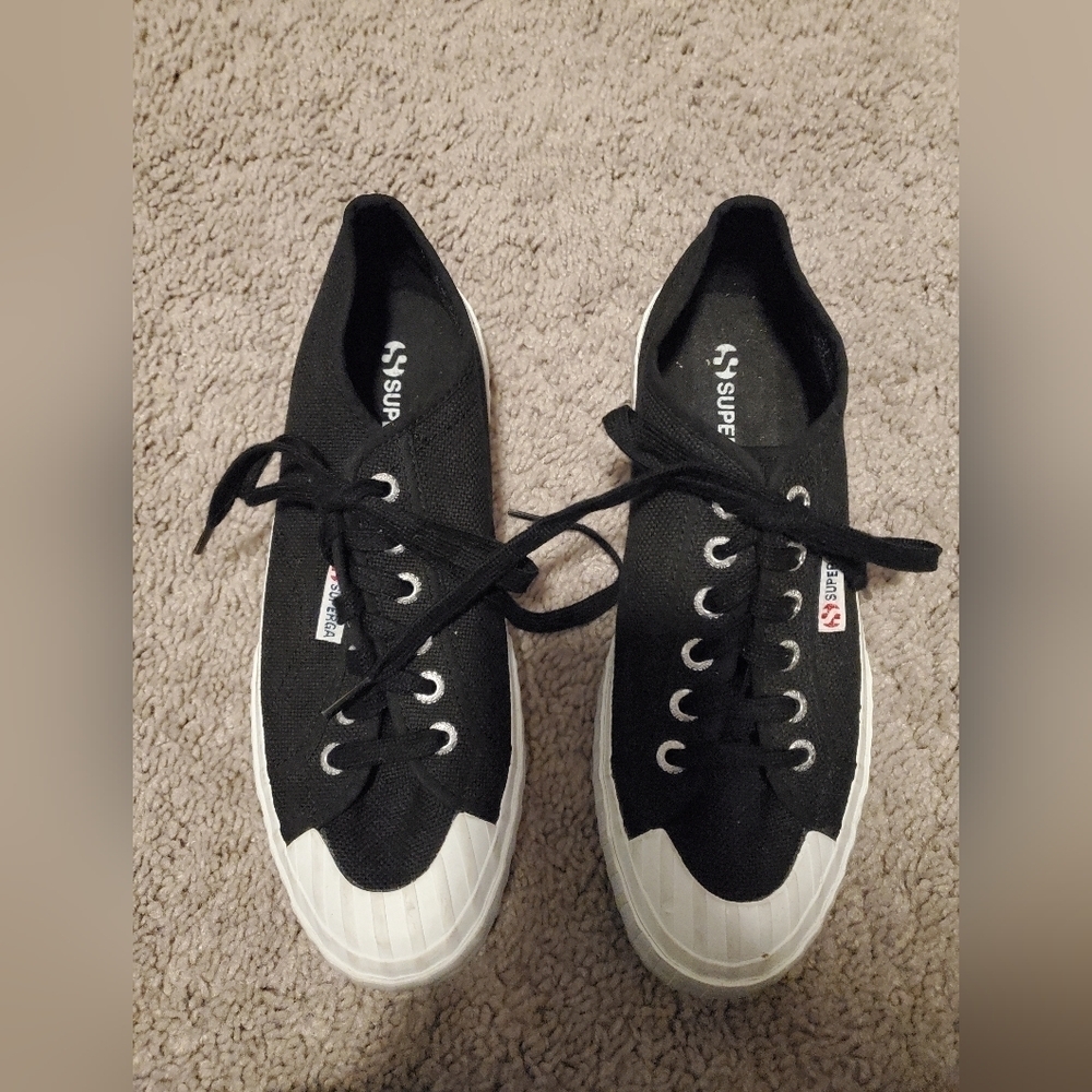 Superga Black and White Low-Top Sneakers